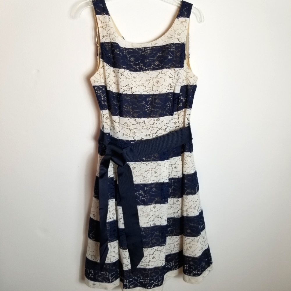 Signature by Robbie Bee Vertical Stripe Sleeveless Dress